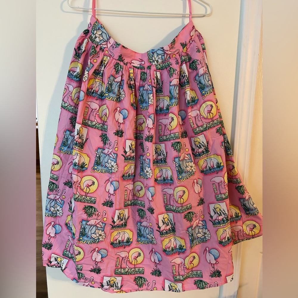 Hell Bunny  Vixen Rockabilly Pink Flamingo skirt